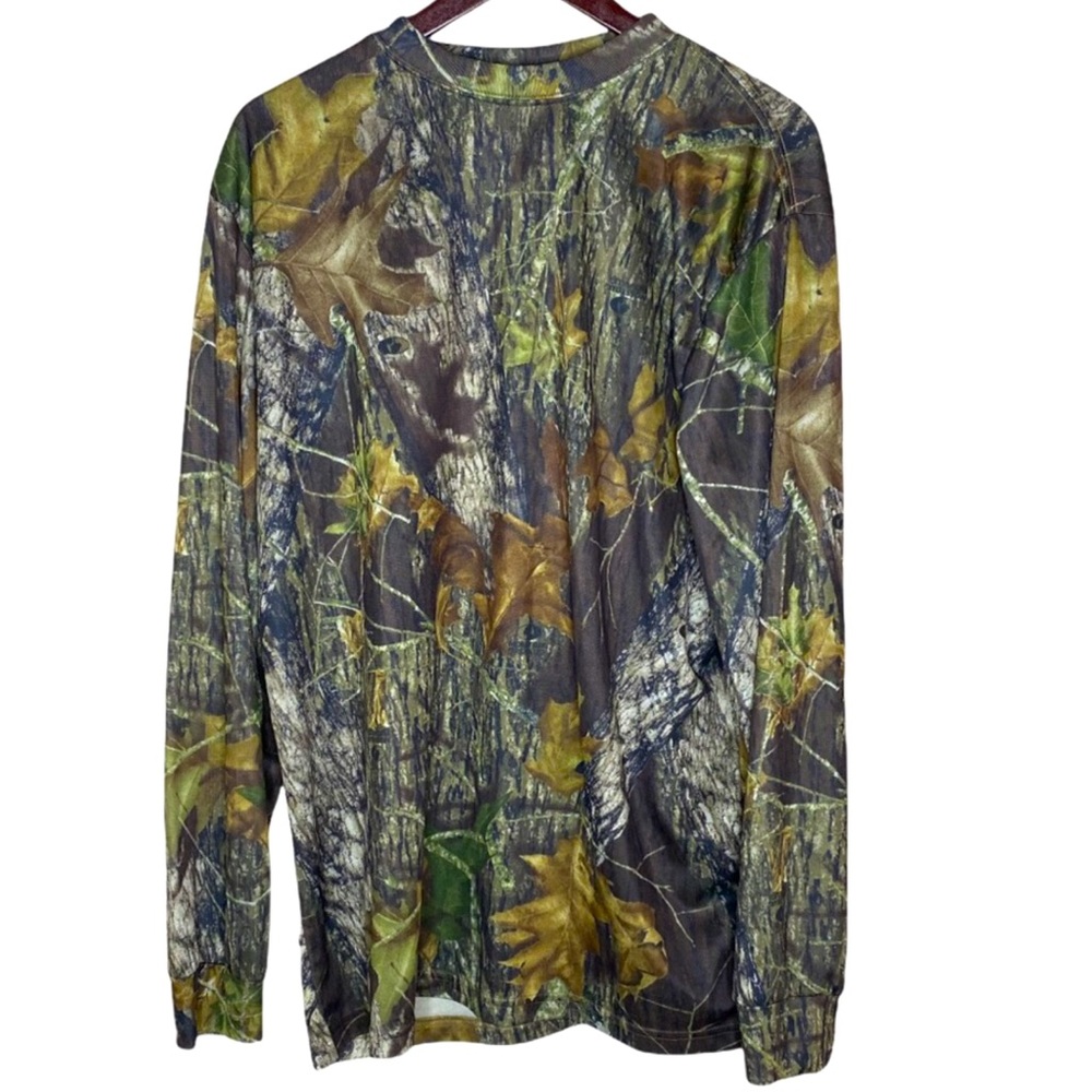 🍁MENS Camo JERZEES Mossy Oak Outdoors Long Sleeve Knit Tee Shirt XL Hunting